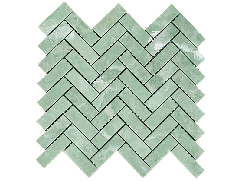 herringbone New Ming Green Marble mosaic Tiles, marble herringbone